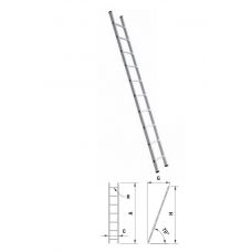 VEBA Aluminium enkele rechte ladder/ruimladder 1X12 (3,34m)