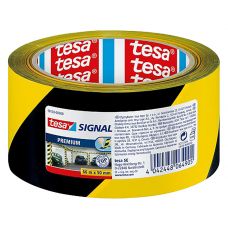 Tesa Waarschuwingstape 66m x 60mm pvc premium zwart/ geel