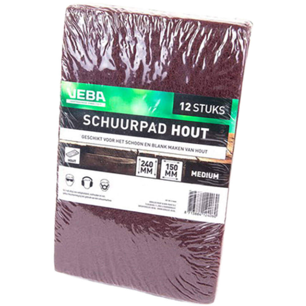 VEBA Schuurpad Hout Middel (Rood) 150x240 mm 12 st