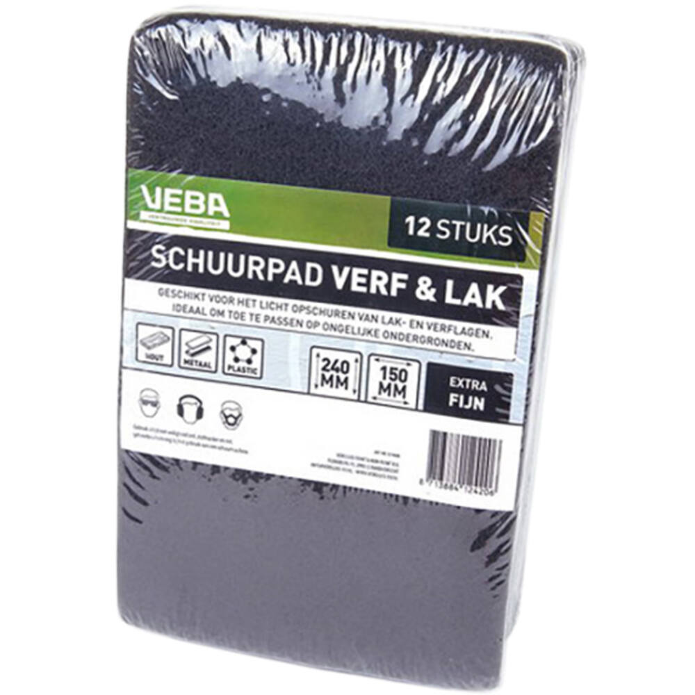 VEBA Schuurpad Verf & Lak Fijn (Grijs) 150x240 mm 12 st