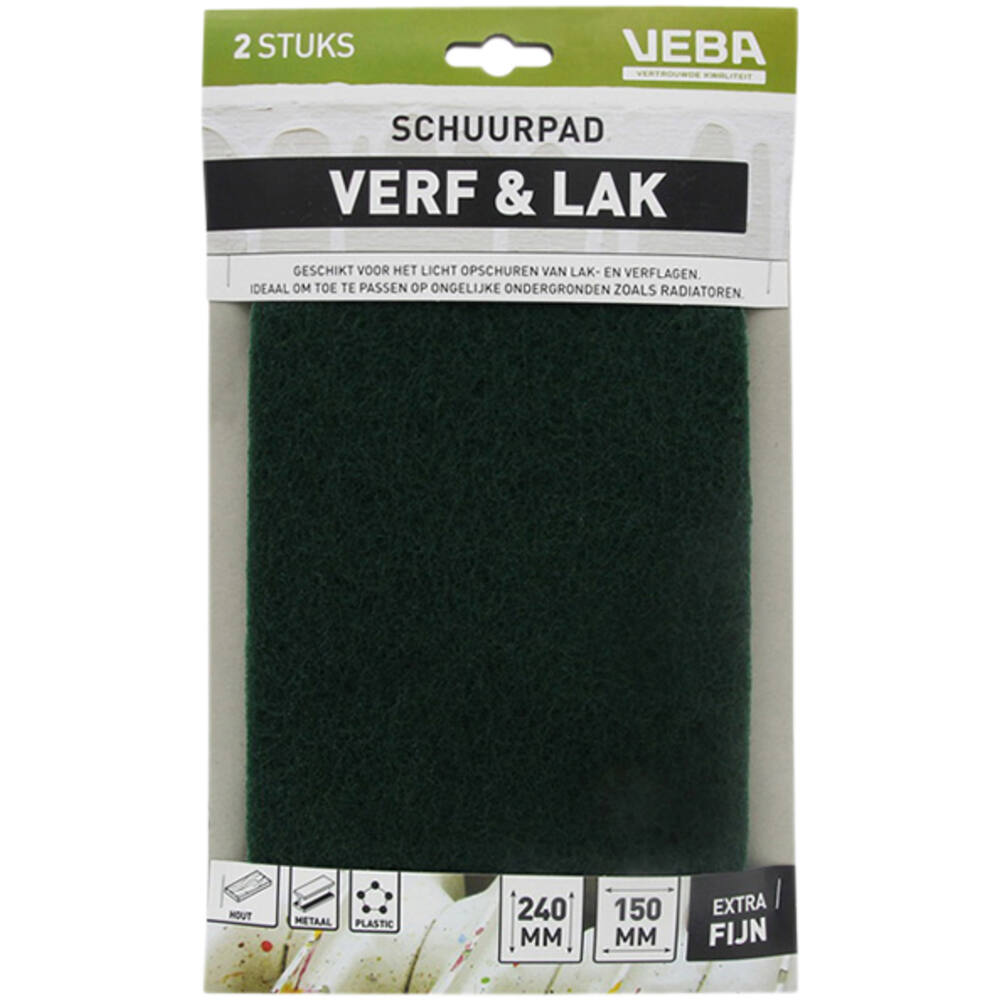 VEBA Schuurpad Verf & Lak Fijn (Groen) 150x240 mm 2 st
