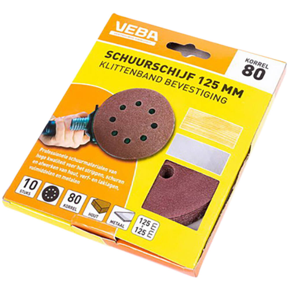 VEBA Schuurschijf Klittenband 125 mm 10 st P80