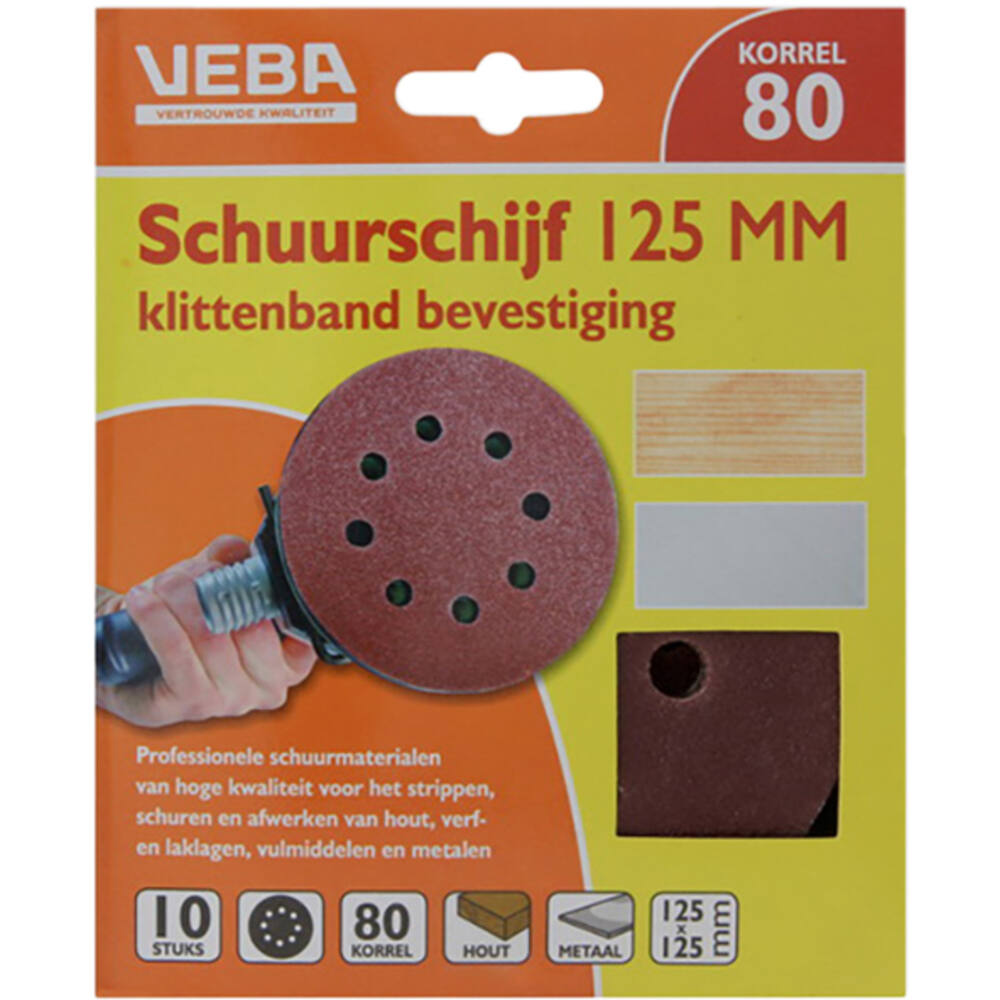 VEBA Schuurschijf Klittenband 125 mm 10 st P80