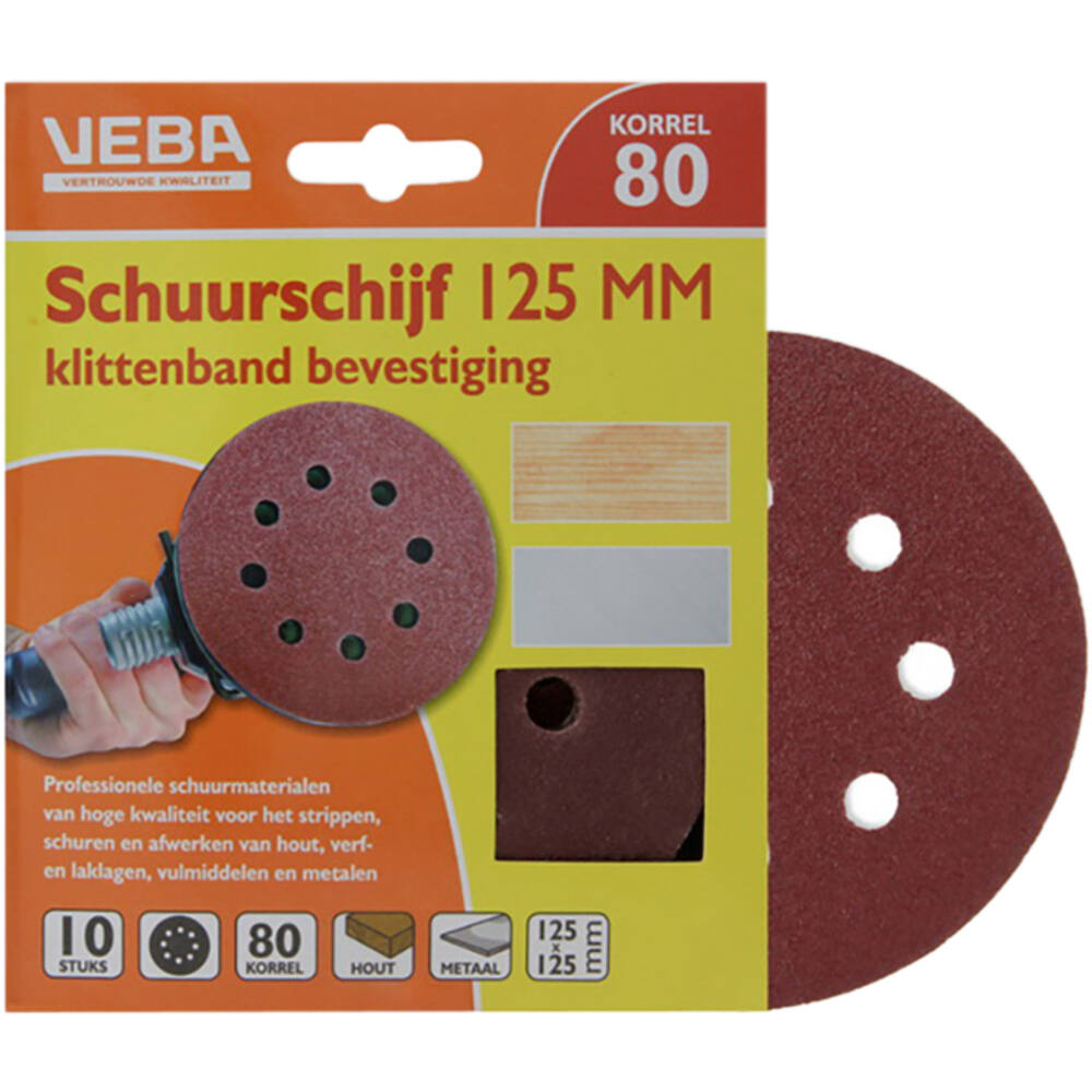 VEBA Schuurschijf Klittenband 125 mm 10 st P80