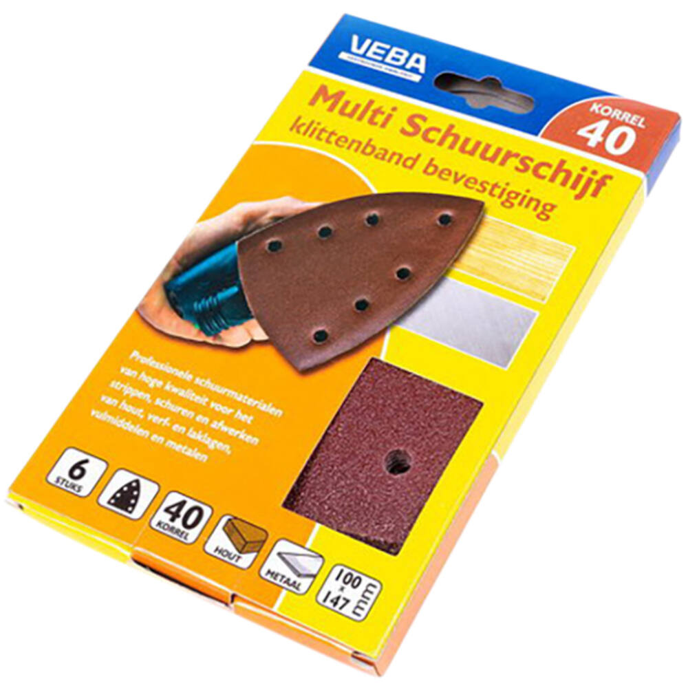 VEBA Multi Schuurschijf Met Klittenband 110x147 mm 7 Gaten 10 st P40