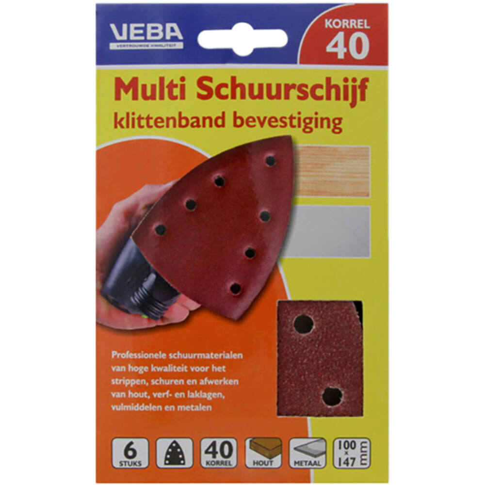 VEBA Multi Schuurschijf Met Klittenband 110x147 mm 7 Gaten 10 st P40