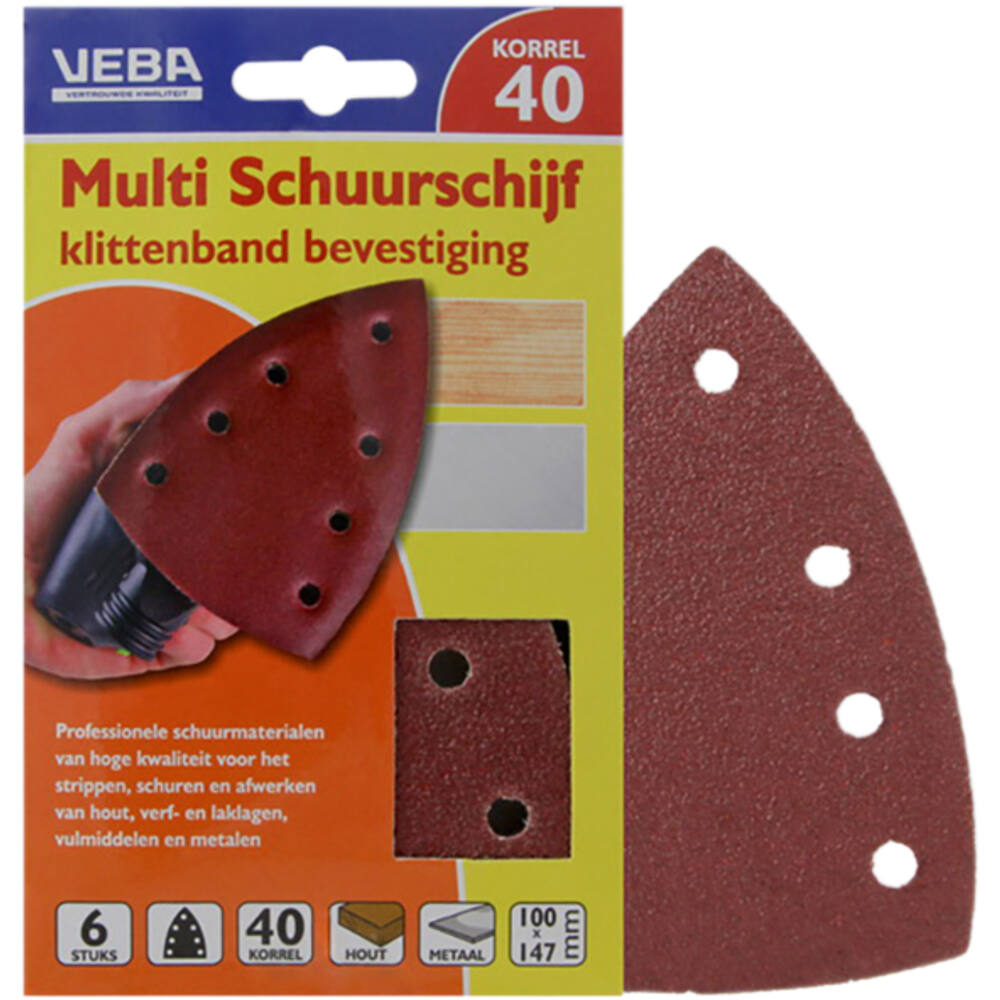 VEBA Multi Schuurschijf Met Klittenband 110x147 mm 7 Gaten 10 st P40