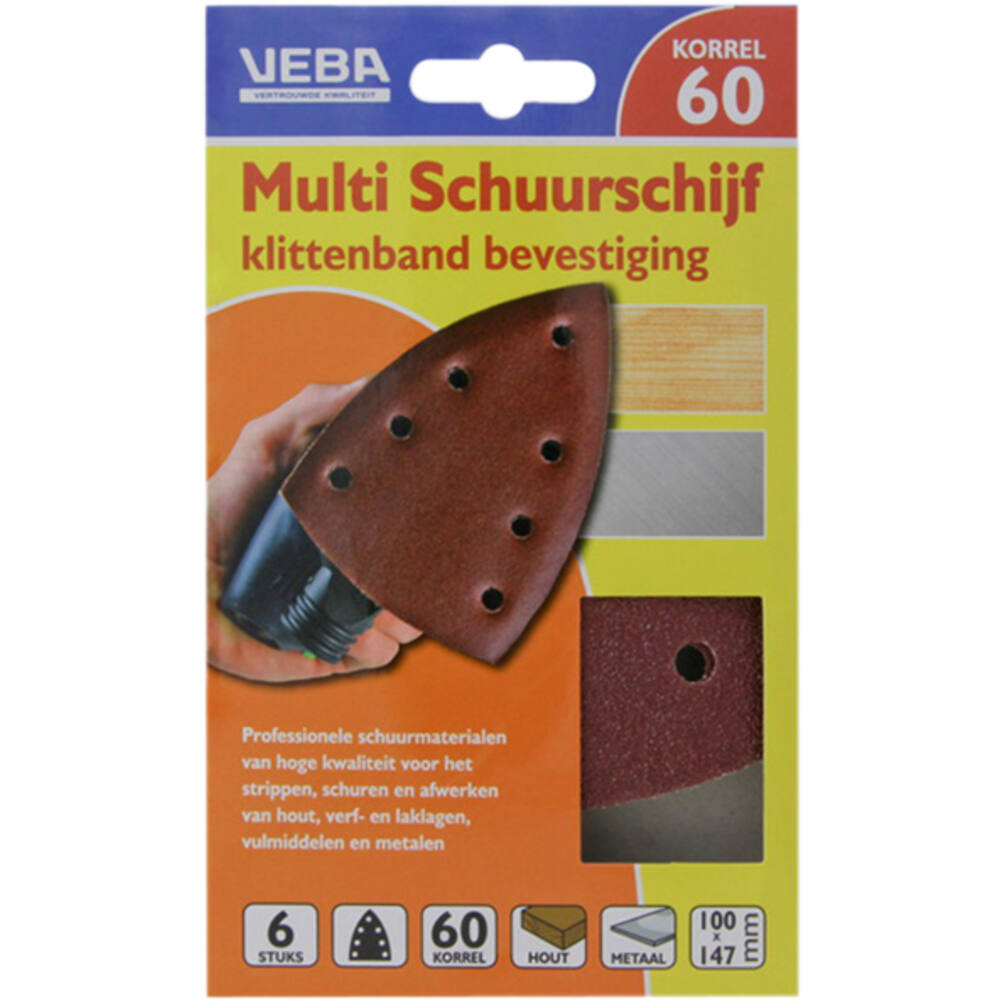 VEBA Multi Schuurschijf Met Klittenband 110x147 mm 7 Gaten 10 st P60
