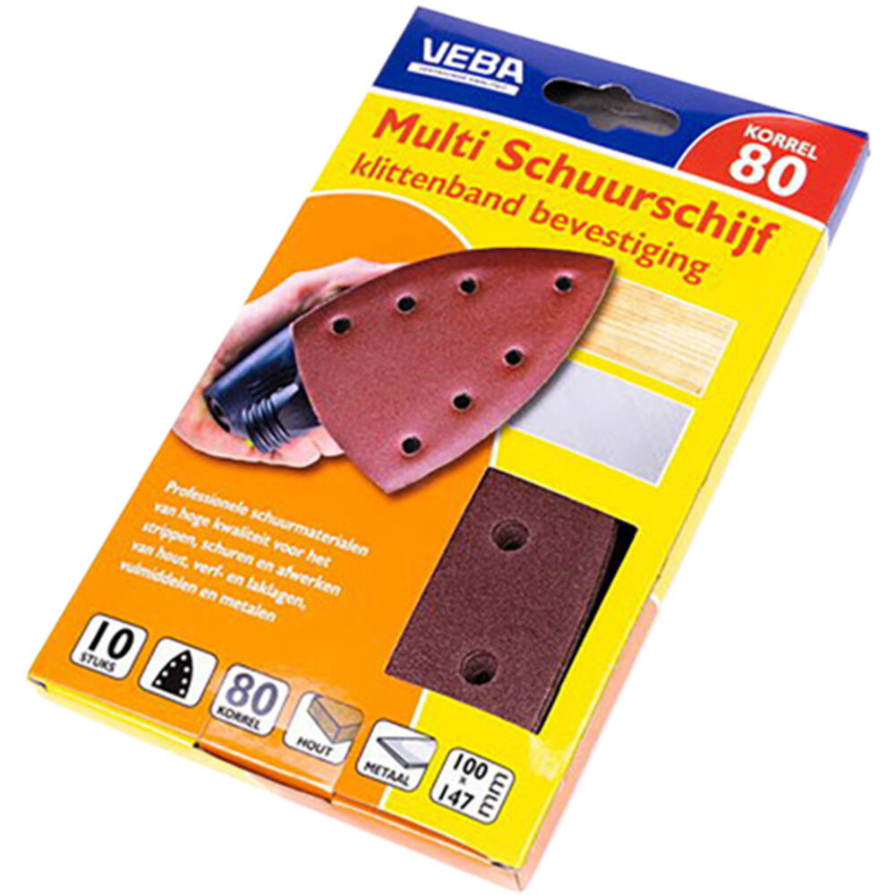 VEBA Multi Schuurschijf Met Klittenband 110x147 mm 7 Gaten 10 st P80