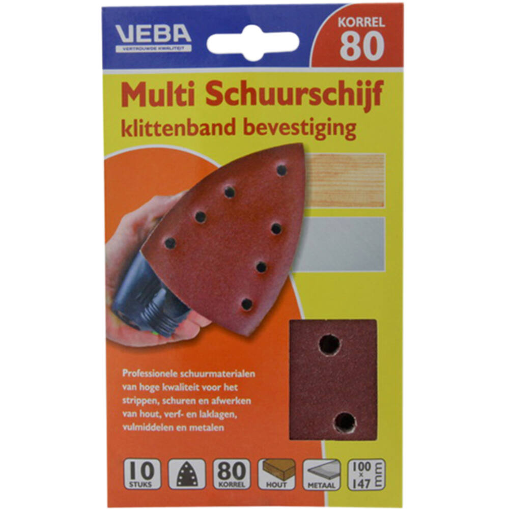 VEBA Multi Schuurschijf Met Klittenband 110x147 mm 7 Gaten 10 st P80