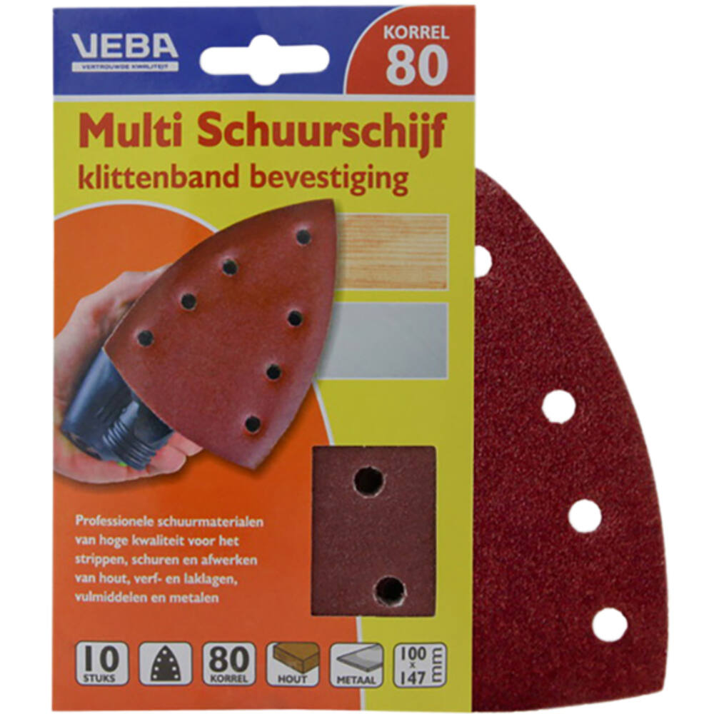 VEBA Multi Schuurschijf Met Klittenband 110x147 mm 7 Gaten 10 st P80