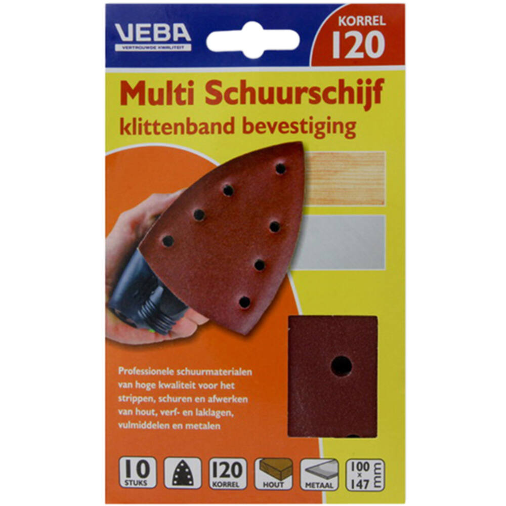 VEBA Multi Schuurschijf Met Klittenband 110x147 mm 7 Gaten 10 st P120