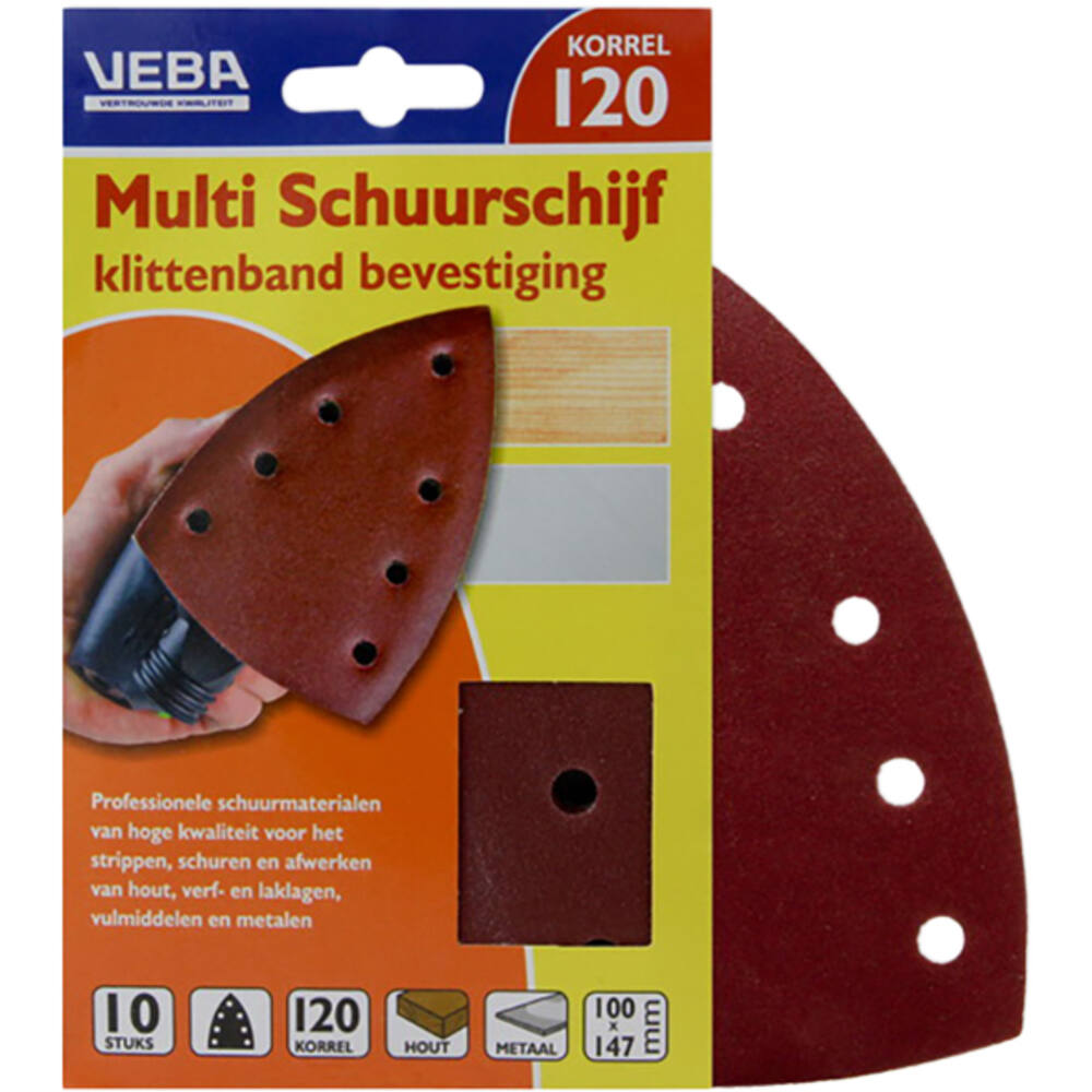 VEBA Multi Schuurschijf Met Klittenband 110x147 mm 7 Gaten 10 st P120