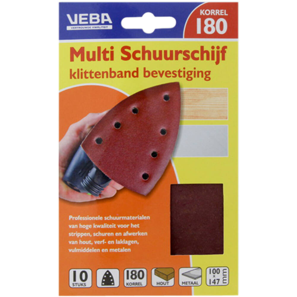 VEBA Multi Schuurschijf Met Klittenband 110x147 mm 7 Gaten 10 st P180