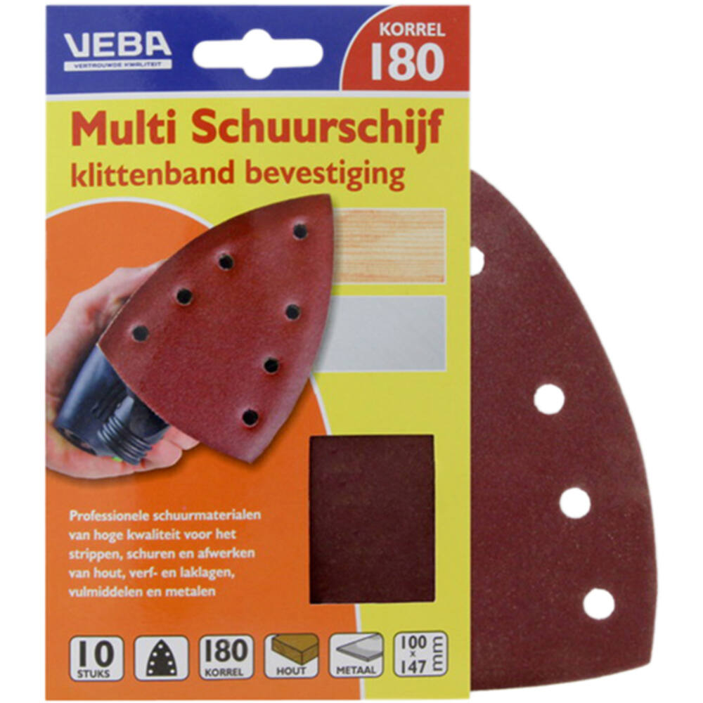 VEBA Multi Schuurschijf Met Klittenband 110x147 mm 7 Gaten 10 st P180