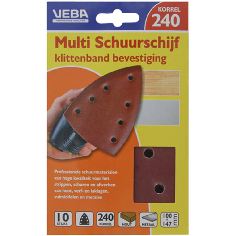 VEBA Multi Schuurschijf Met Klittenband 110x147 mm 7 Gaten 10 st P240