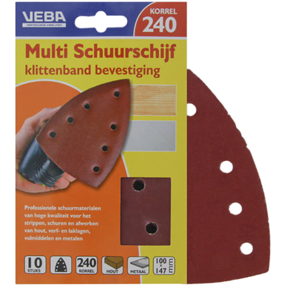 VEBA Multi Schuurschijf Met Klittenband 110x147 mm 7 Gaten 10 st P240