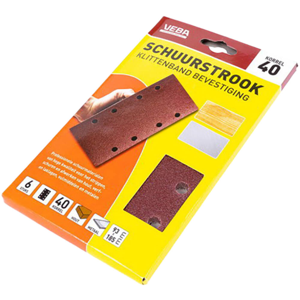 VEBA Schuurstrook Klittenband 93x185 mm 8 Gaten 6 st P40