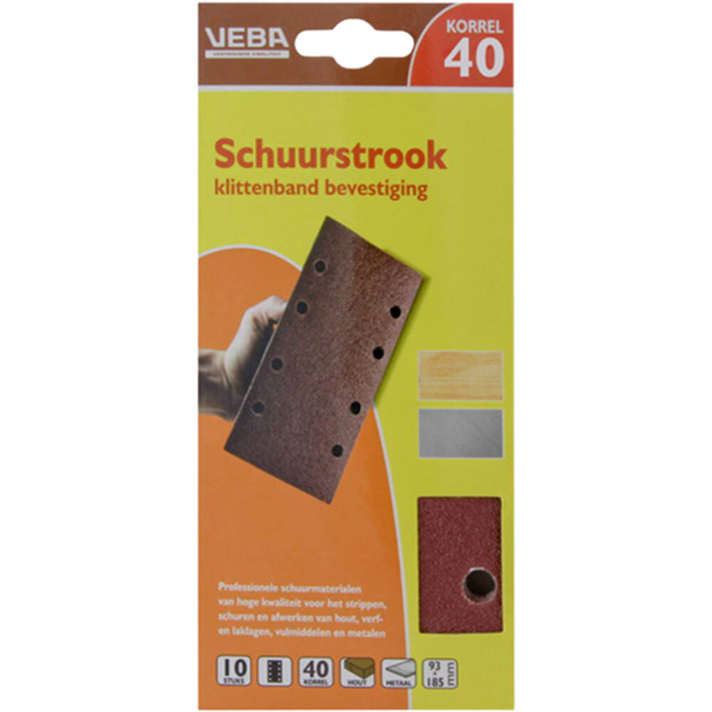 VEBA Schuurstrook Klittenband 93x185 mm 8 Gaten 6 st P40