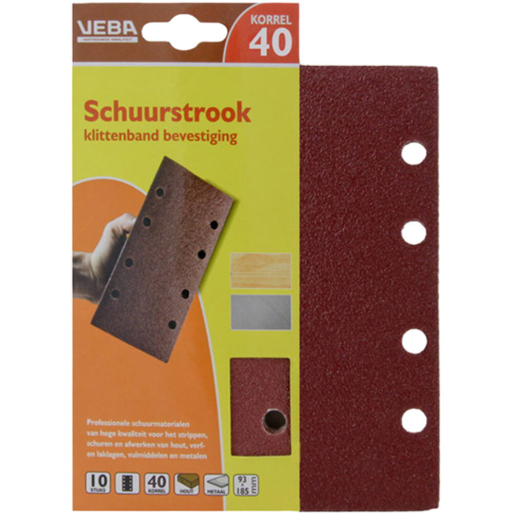 VEBA Schuurstrook Klittenband 93x185 mm 8 Gaten 6 st P40
