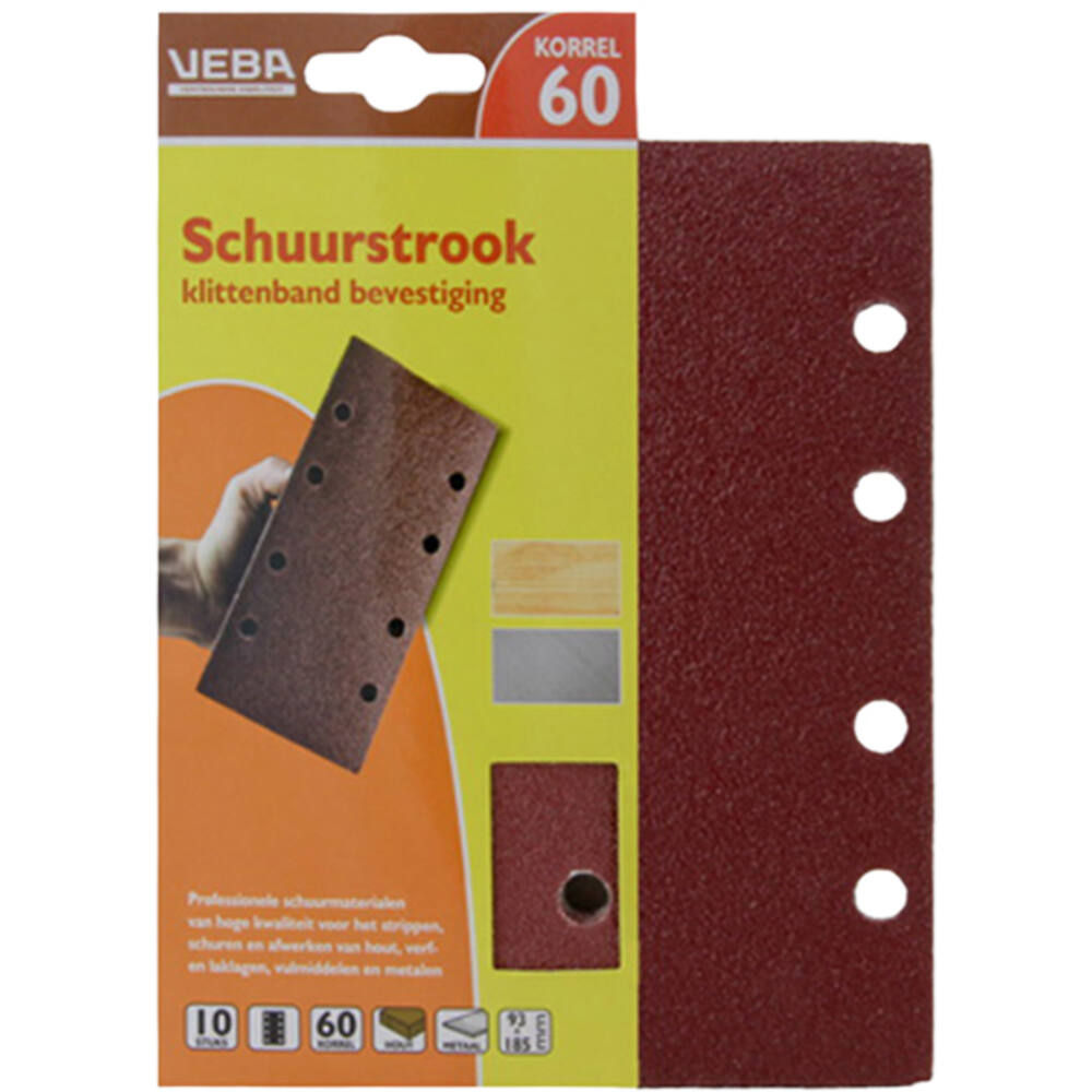 VEBA Schuurstrook Klittenband 93x185 mm 8 Gaten 6 st P60