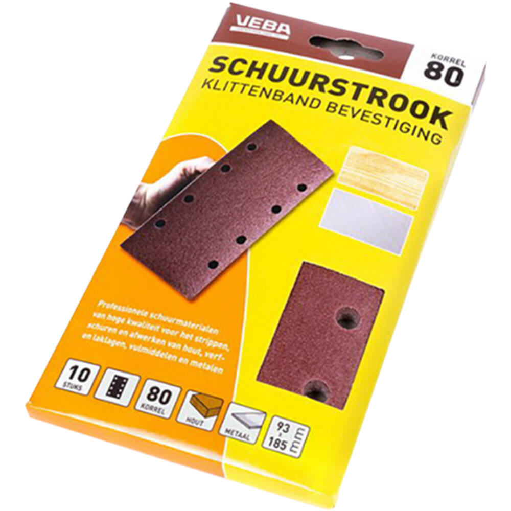 VEBA Schuurstrook Klittenband 93x185 mm 8 Gaten 6 st P80
