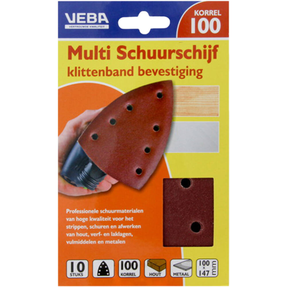VEBA Multi Schuurschijf Met Klittenband 110x147 mm 7 Gaten 10 st P100