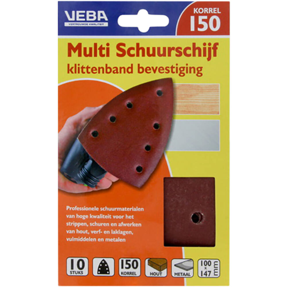 VEBA Multi Schuurschijf Met Klittenband 110x147 mm 7 Gaten 10 st P150