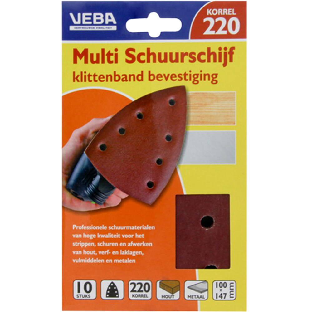 VEBA Multi Schuurschijf Met Klittenband 110x147 mm 7 Gaten 10 st P220