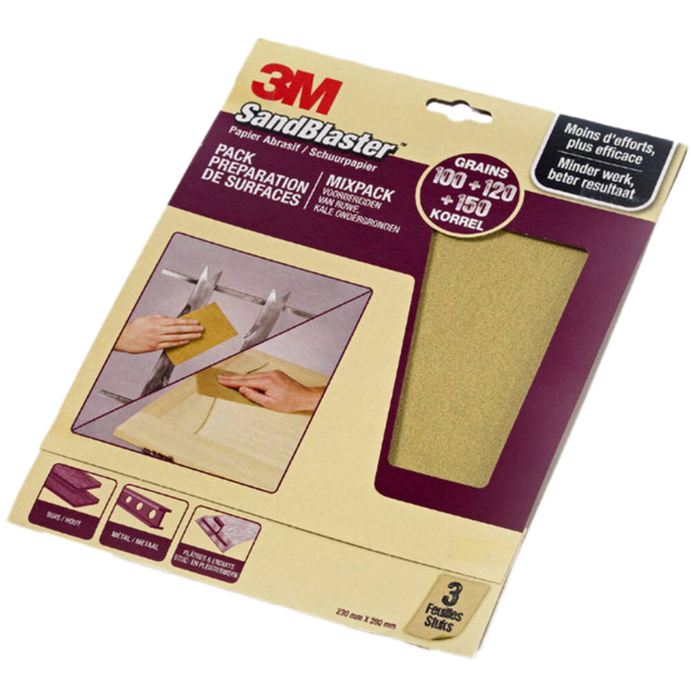 3M Sandblaster Schuurvellen Paars (Kale Ondergonden) 23x28cm 3 Vellen