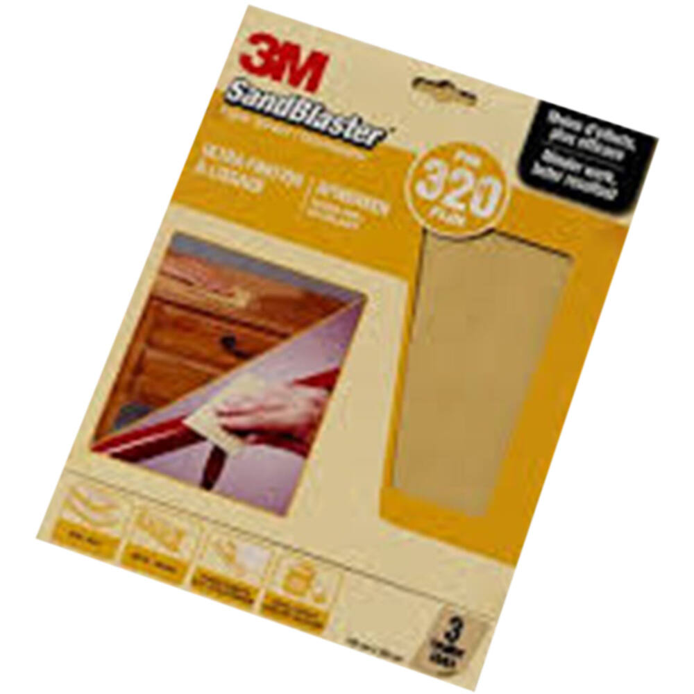 3M Sandblaster Schuurvellen Geel (Verf&Laklagen) 23x28cm 3 Vellen P320 (69022)