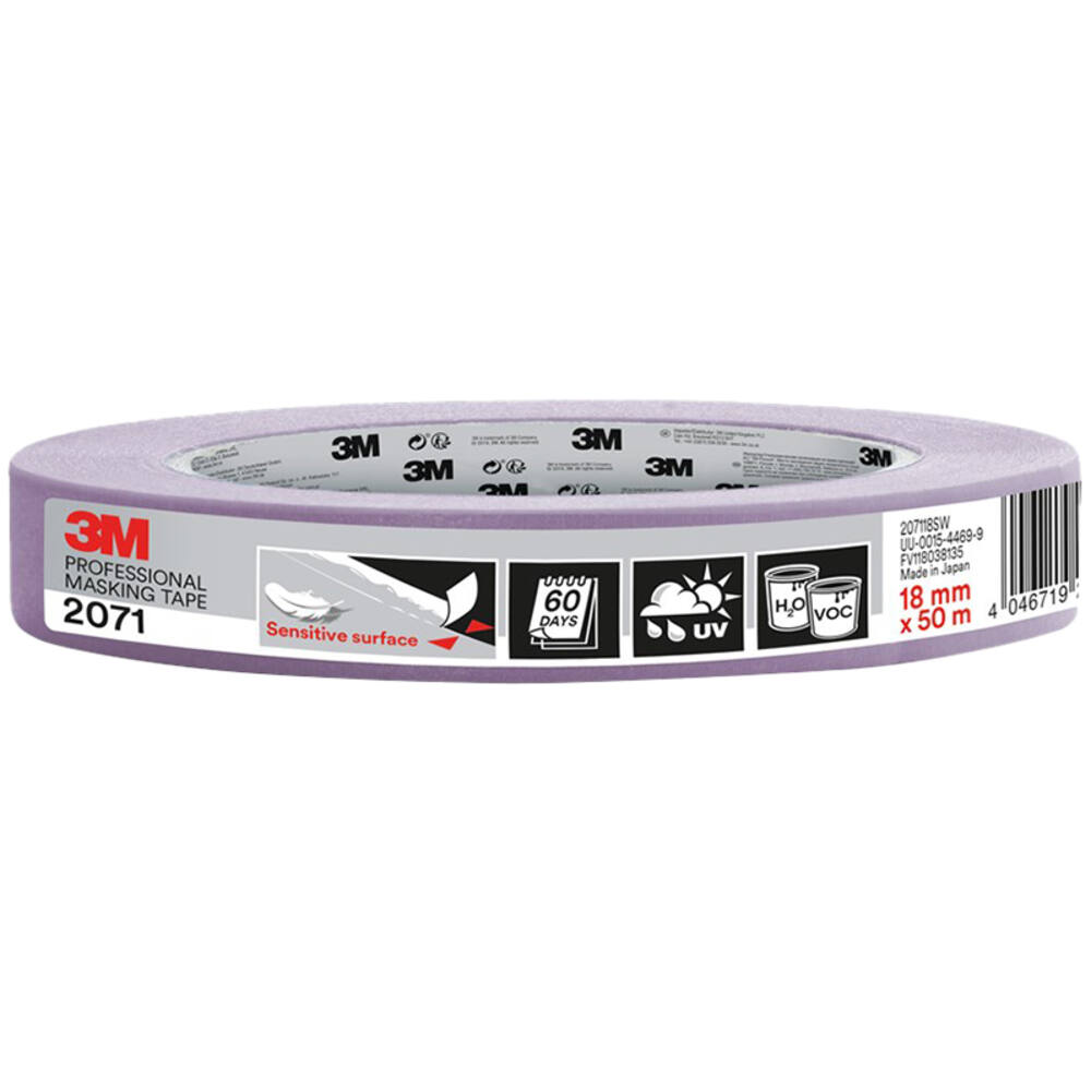 3M Afplaktape, 207118SW, Ruwe oppervlakken, 18 mm x 50 m, 1 rol - 70% PEFC SGSCH-PEFC-COC-110078