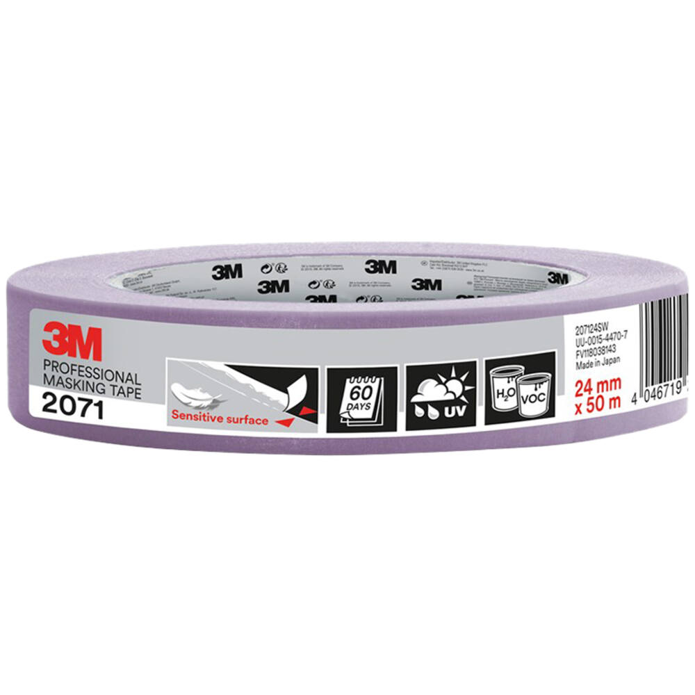 3M Afplaktape, 207136SW, Gevoelige oppervlakken, 24 mm x 50 m, 1 rol - 70% PEFC SGSCH-PEFC-COC-110078