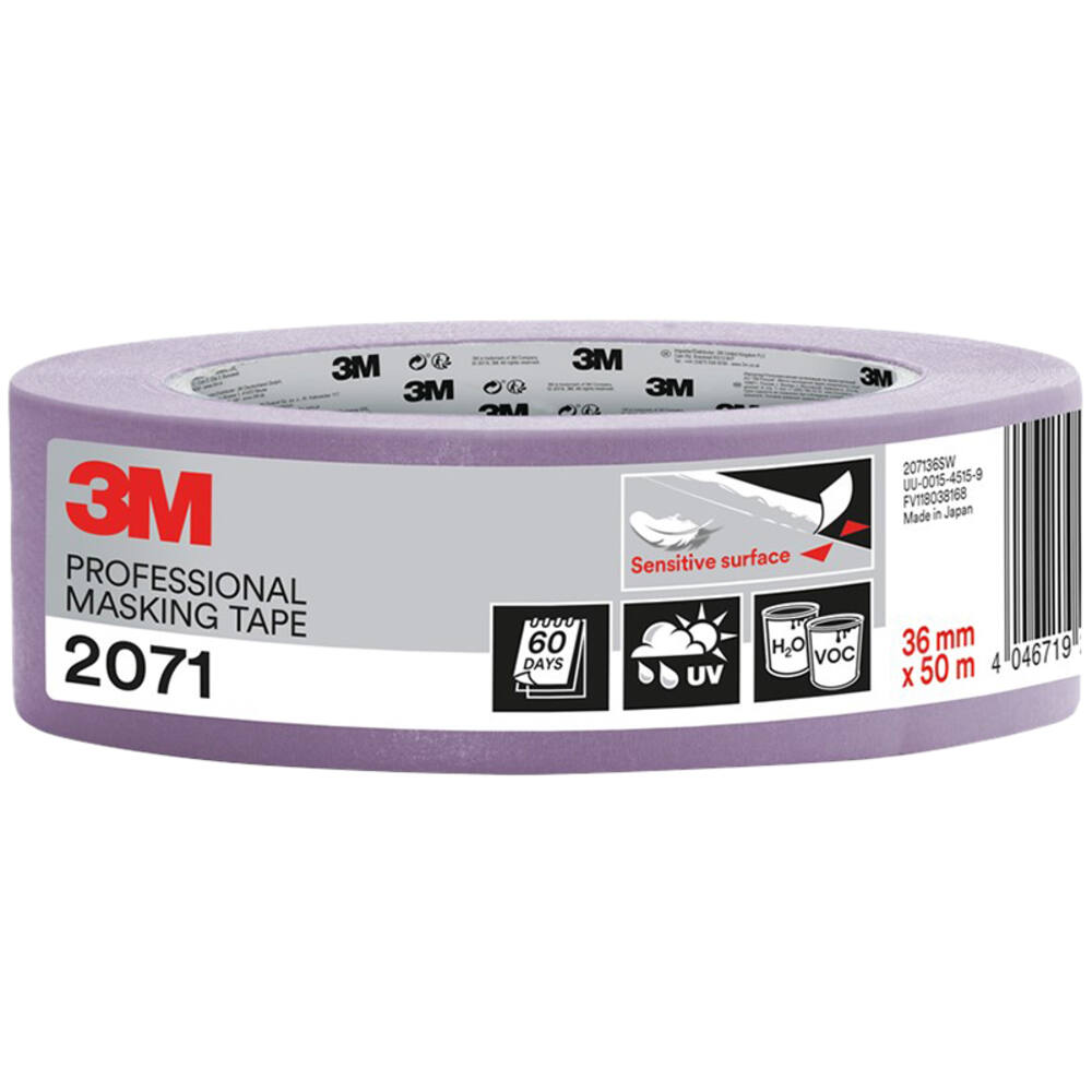 3M Afplaktape, 207136SW, Gevoelige oppervlakken, 36 mm x 50 m, 1 rol - 70% PEFC SGSCH-PEFC-COC-110078