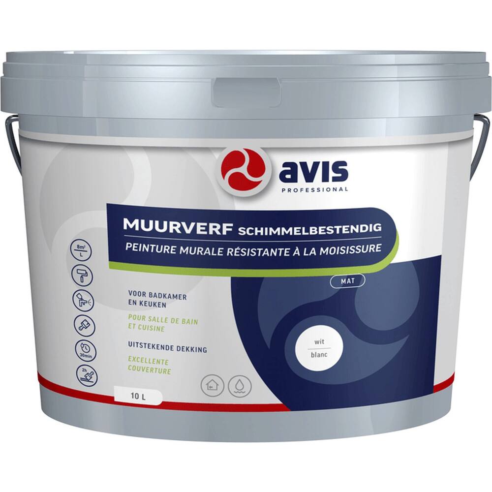 Avis Muurverf Schimmelbestendig Wit Mat 10 L