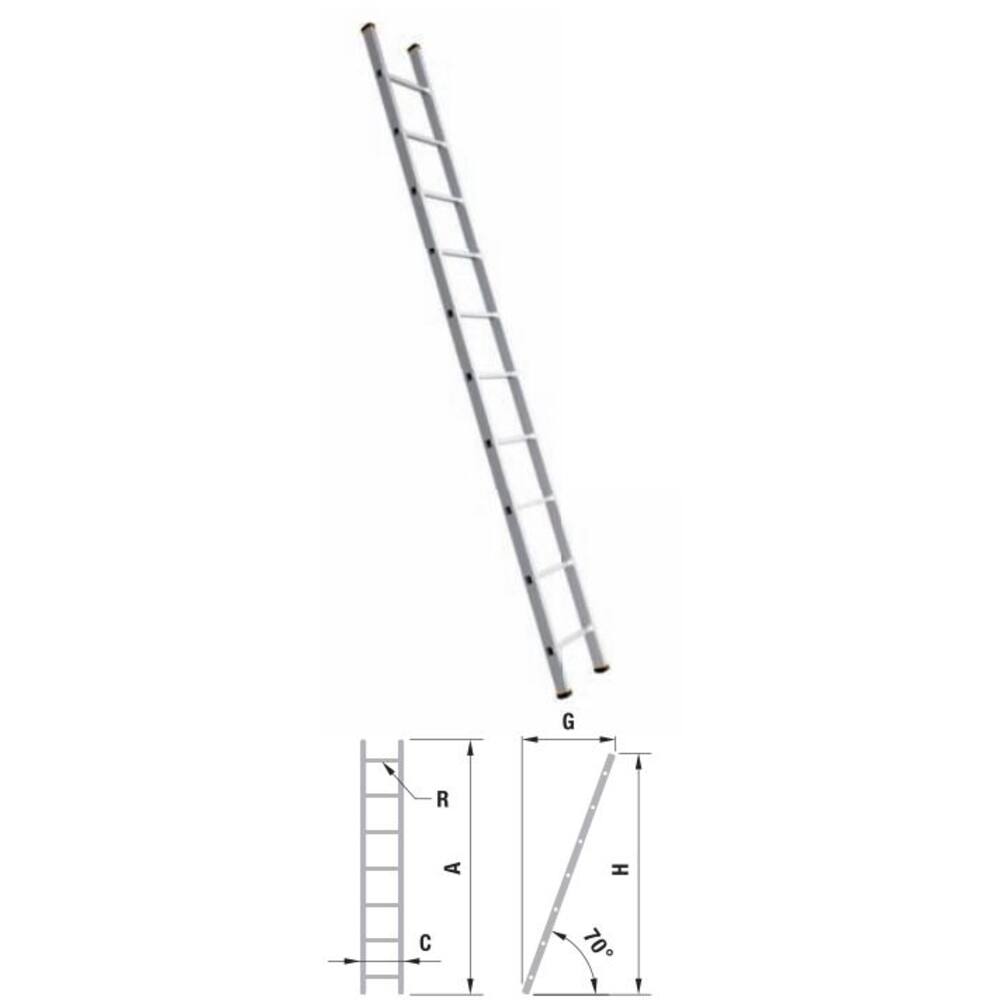 VEBA Aluminium Enkele Rechte Ladder/Ruimladder 1x16 (4,40M)