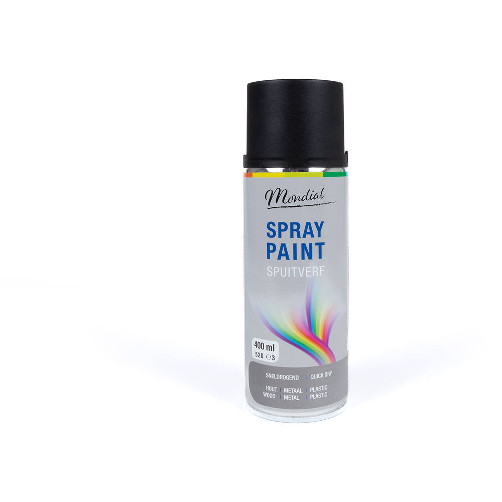 Mondial Spray Paint Ral 9005 Zijdeglans Zwart 400 ml