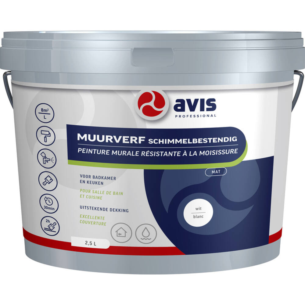 Avis Muurverf Schimmelbestendig Wit Mat 2,5 L