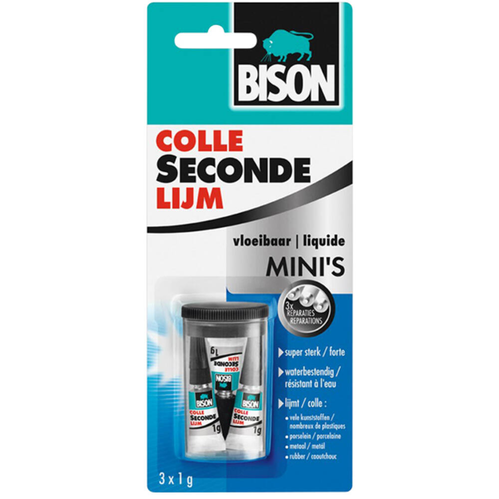Bison Secondelijm Vloeibaar Mini 3 x 1 g
