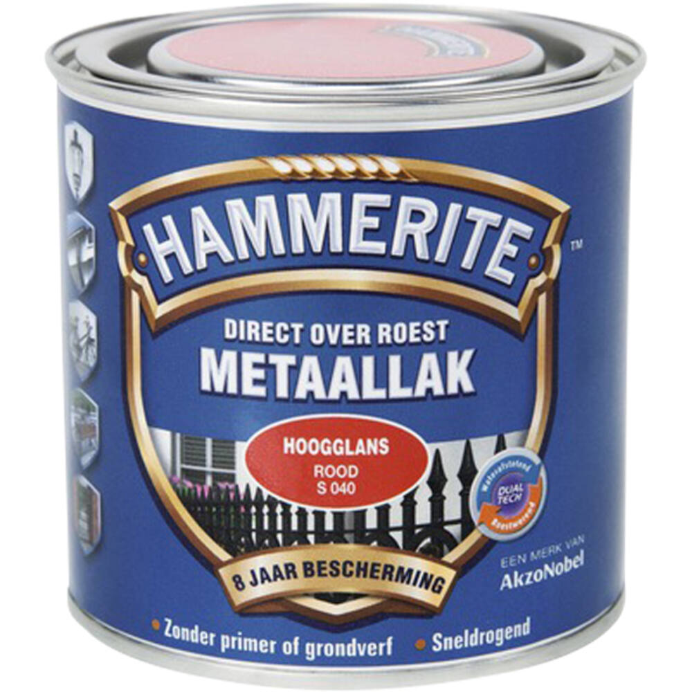 Hammerite Hoogglans Rood S040 250 ml