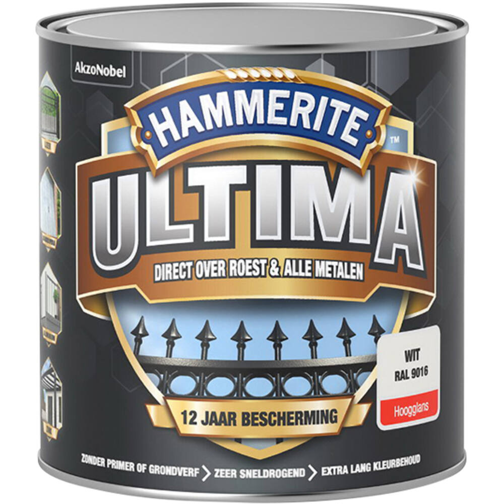 Hammerite Ultima Hoogglans Wit RAL9016 250 ml