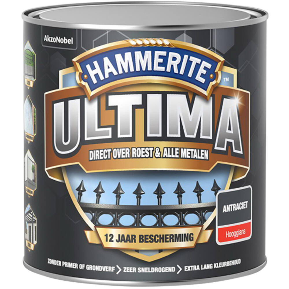 Hammerite Ultima Hoogglans Antraciet 250 ml