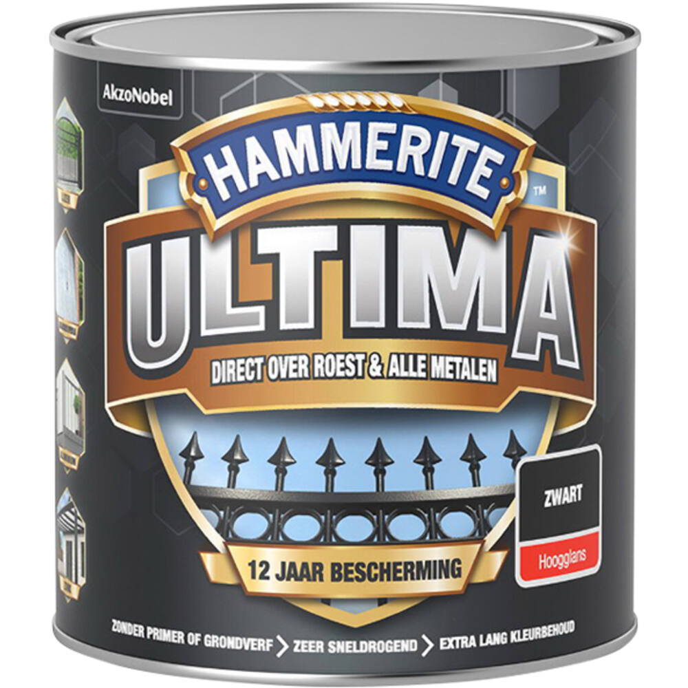 Hammerite Ultima Hoogglans Zwart 250 ml