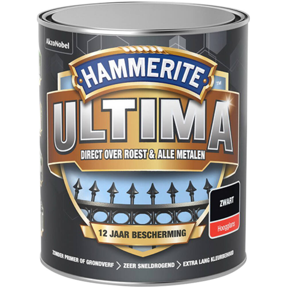 Hammerite Ultima Hoogglans Zwart 750 ml
