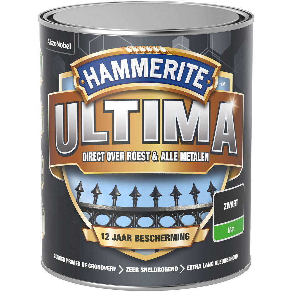 Hammerite Ultima Mat Zwart 750 ml
