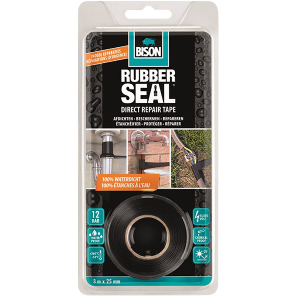 Bison Rubber Seal Direct Repair Tape 25 mm Blister 3 Meter