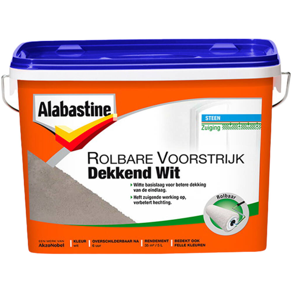Alabastine Rolbare Voorstrijk Dekkend Wit Sneldrogend 5 L