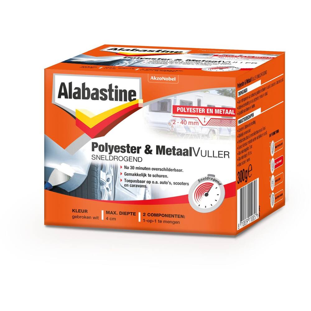 Alabastine Polyester & Metaal Vuller Sneldrogend Set 300 g