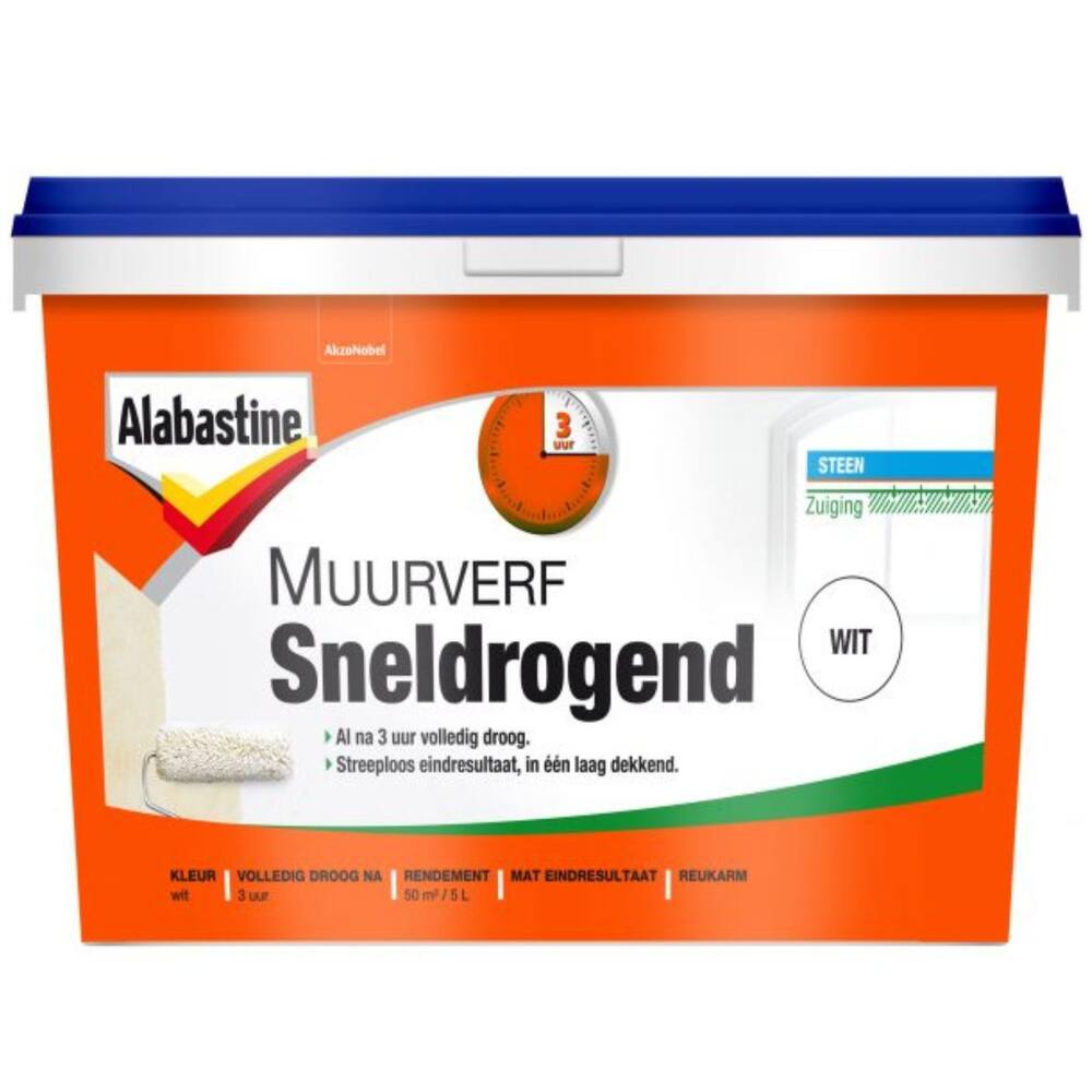 Alabastine Muurverf Sneldrogend Wit 5 L