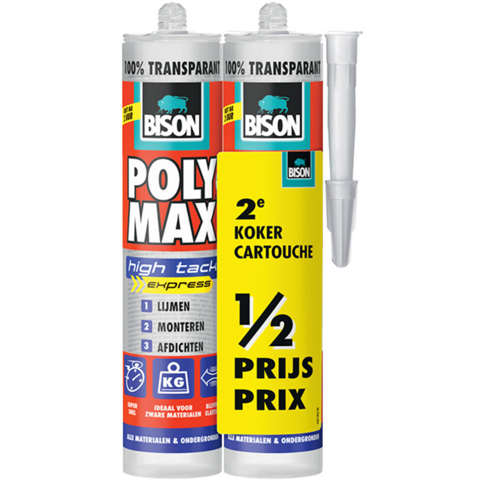 Bison Poly Max High Tack Express Transparant 300 g Duo